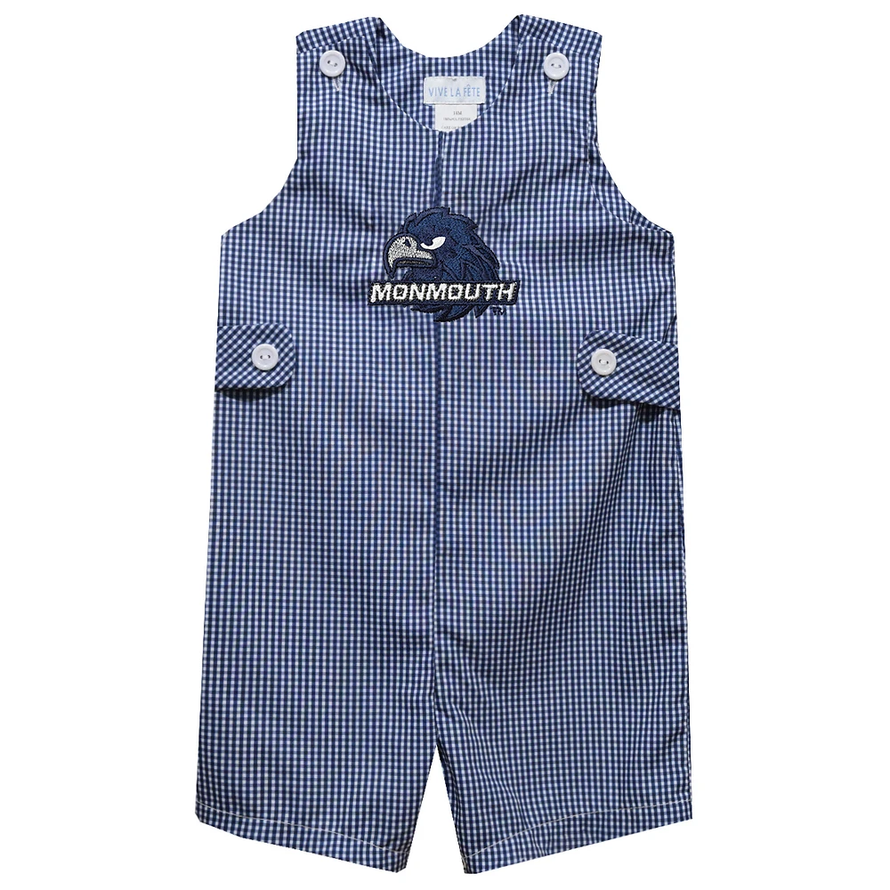 Infant Vive La Fete Navy Monmouth Hawks Gingham Jon Romper