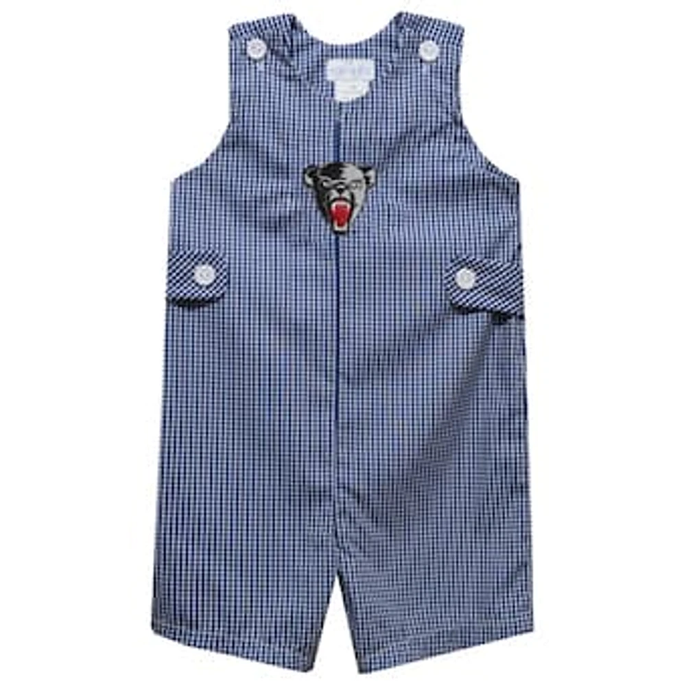 Infant Vive La Fete Navy Maine Black Bears Gingham Jon Romper