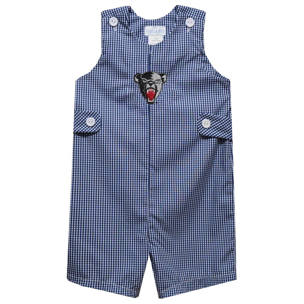 Infant Vive La Fete Navy Maine Black Bears Gingham Jon Romper
