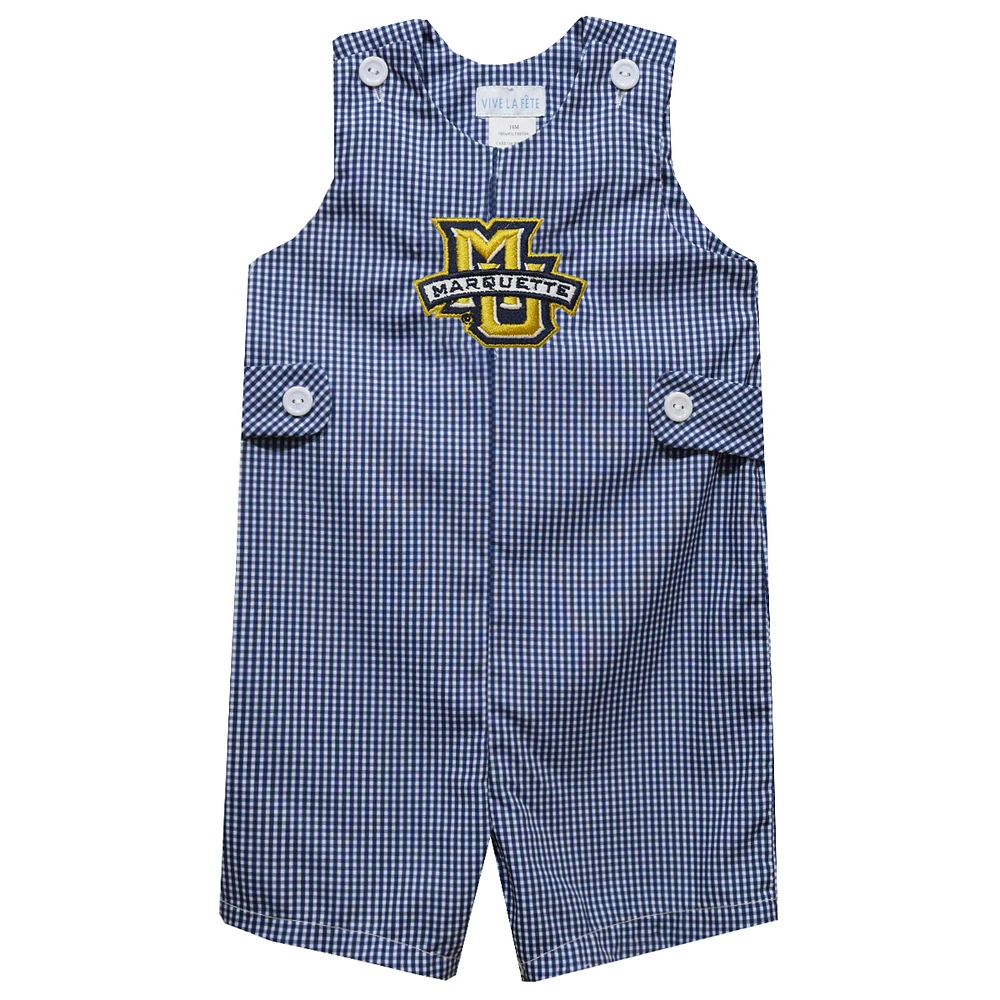 Infant Vive La Fete Blue Marquette Golden Eagles Gingham Jon Romper