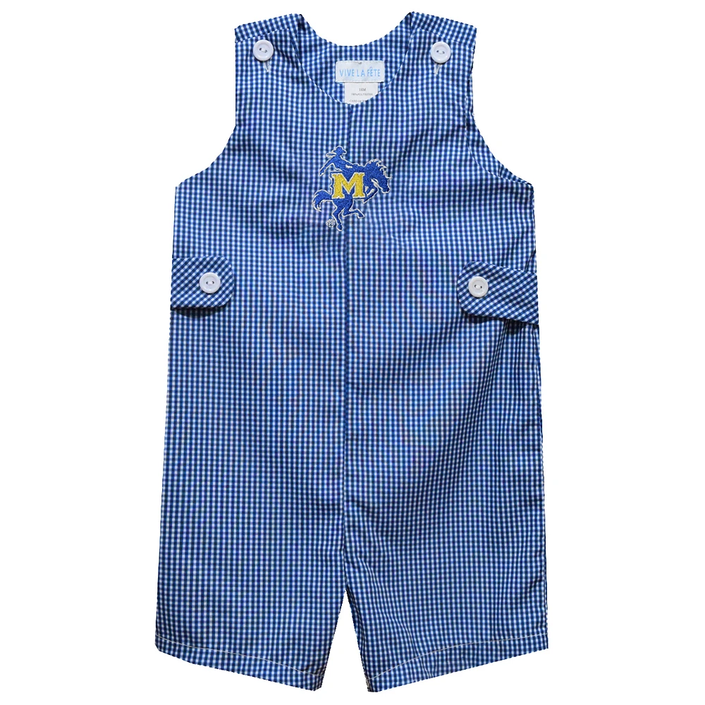 Infant Vive La Fete Royal McNeese State Cowboys Gingham Jon Romper