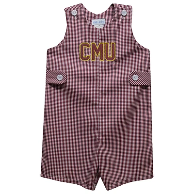 Infant Vive La Fete Maroon CMU Mavericks Gingham Jon Romper