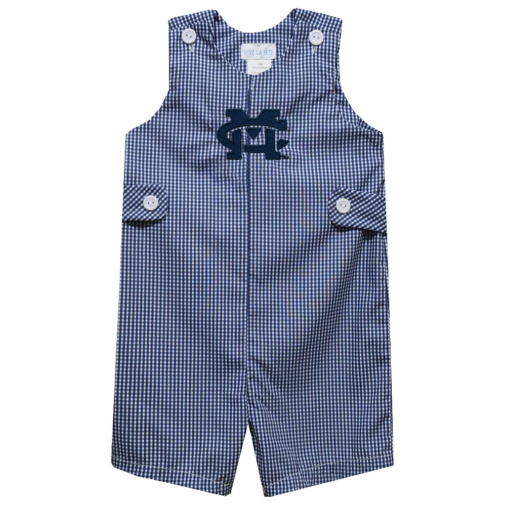 Infant Vive La Fete Navy Mississippi College Choctaws Gingham Jon Romper