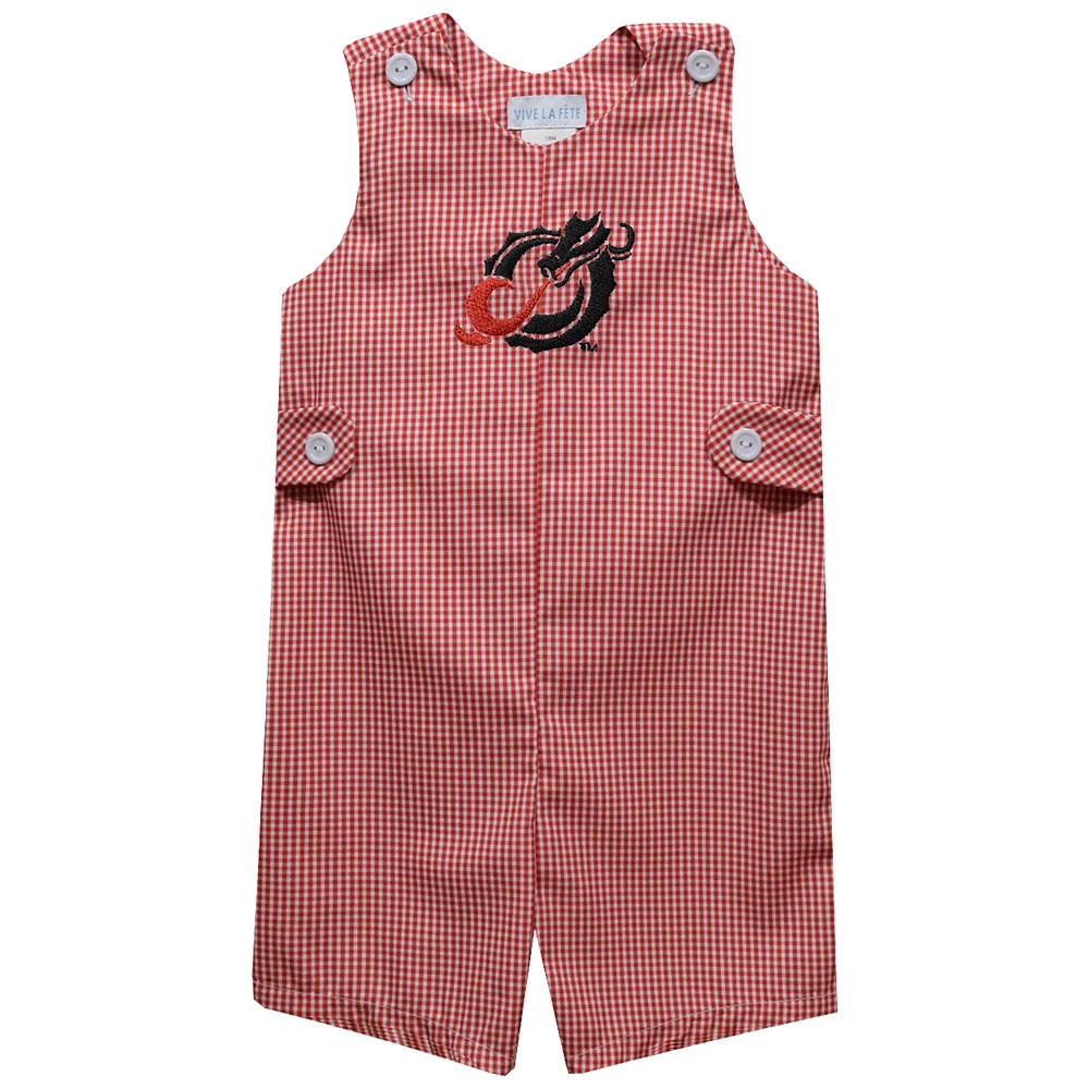 Infant Vive La Fete Red Minnesota State Moorhead Dragons Gingham Jon Romper