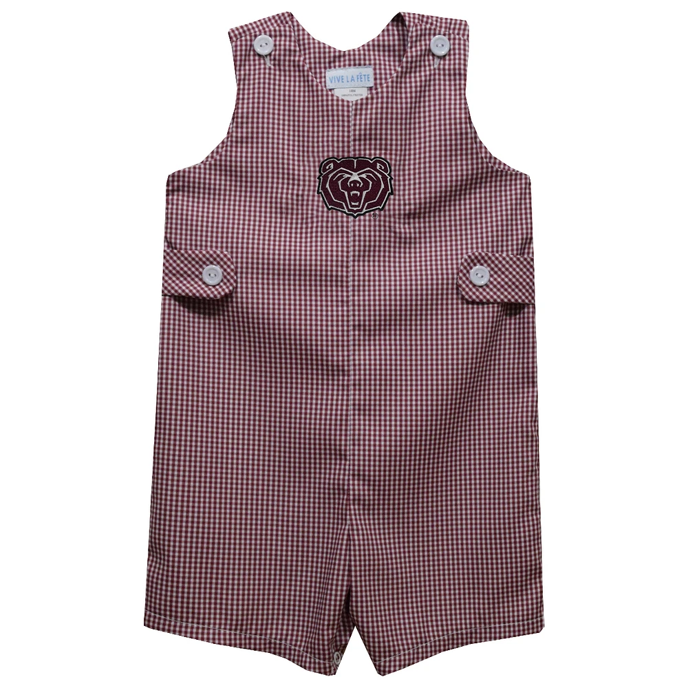 Infant Vive La Fete Maroon Missouri State University Bears Gingham Jon Romper