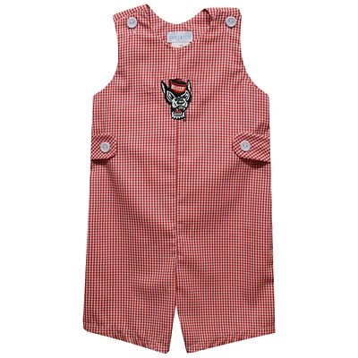 Infant Vive La Fete Red NC State Wolfpack Gingham Jon Romper
