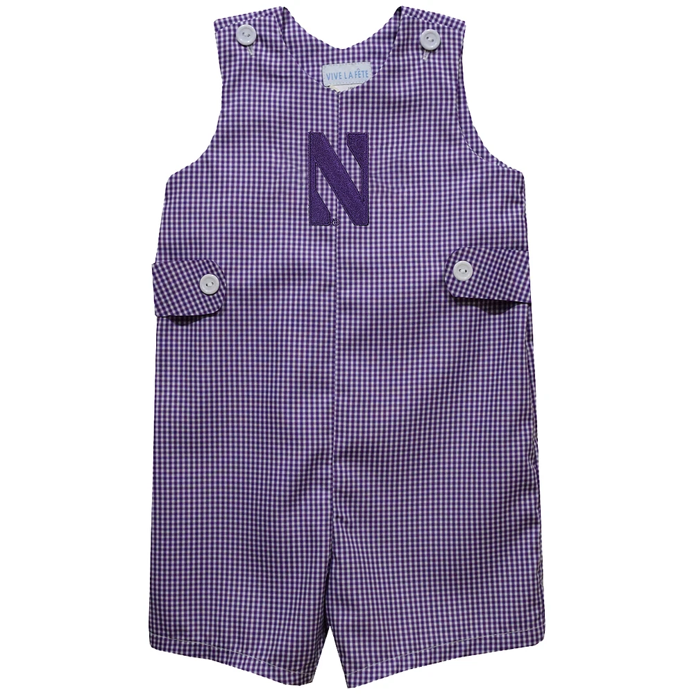 Infant Vive La Fete Purple Northwestern Wildcats Gingham Jon Romper