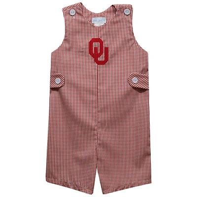 Infant Vive La Fete Crimson Oklahoma Sooners Gingham Jon Romper