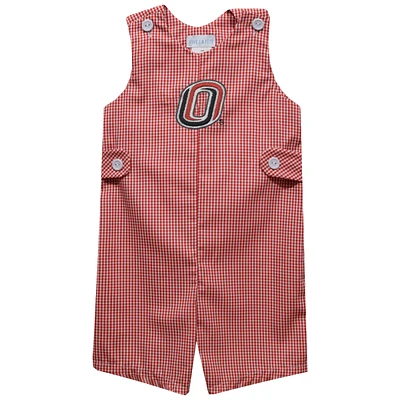 Infant Vive La Fete Crimson Nebraska Omaha Mavericks Gingham Jon Romper
