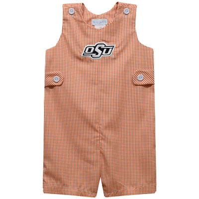 Infant Vive La Fete Orange Oklahoma State Cowboys Gingham Jon Romper
