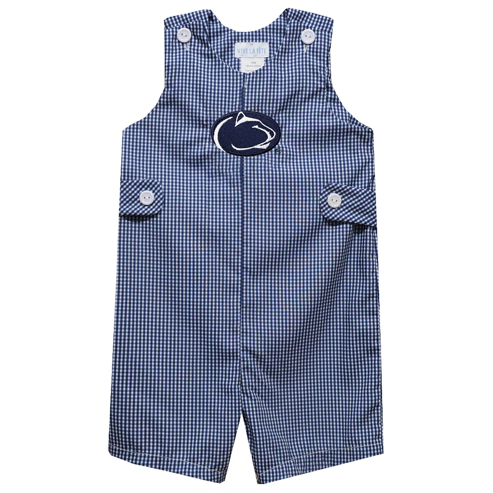 Infant Vive La Fete Navy Penn State Nittany Lions Gingham Jon Romper