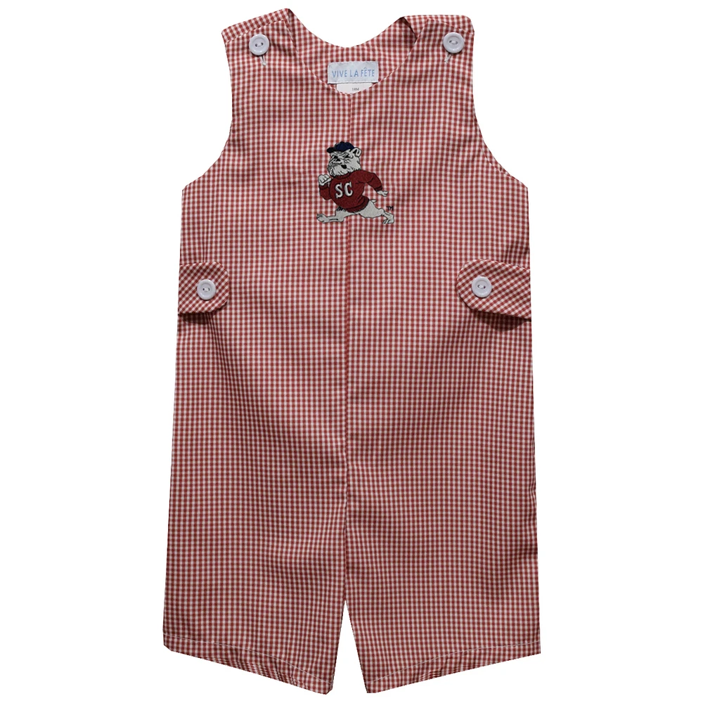 Infant Vive La Fete Garnet South Carolina State Bulldogs Gingham Jon Romper