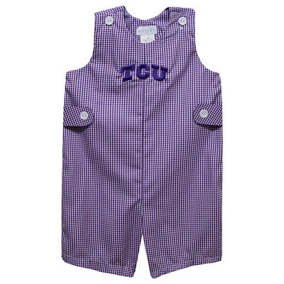 Infant Vive La Fete Purple TCU Horned Frogs Gingham Jon Romper