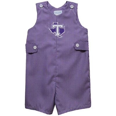 Infant Vive La Fete Purple Tarleton State Texans Gingham Jon Romper