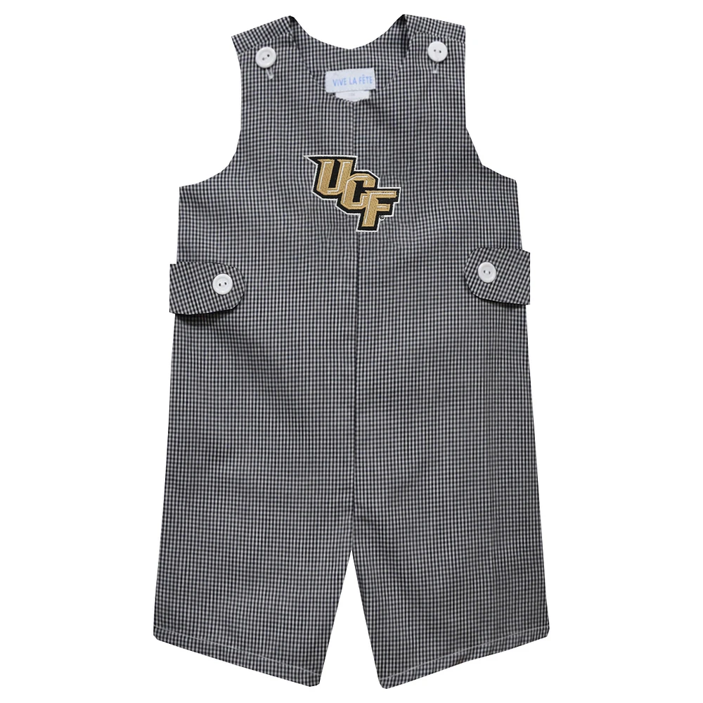 Infant Vive La Fete Black UCF Knights Gingham Jon Romper