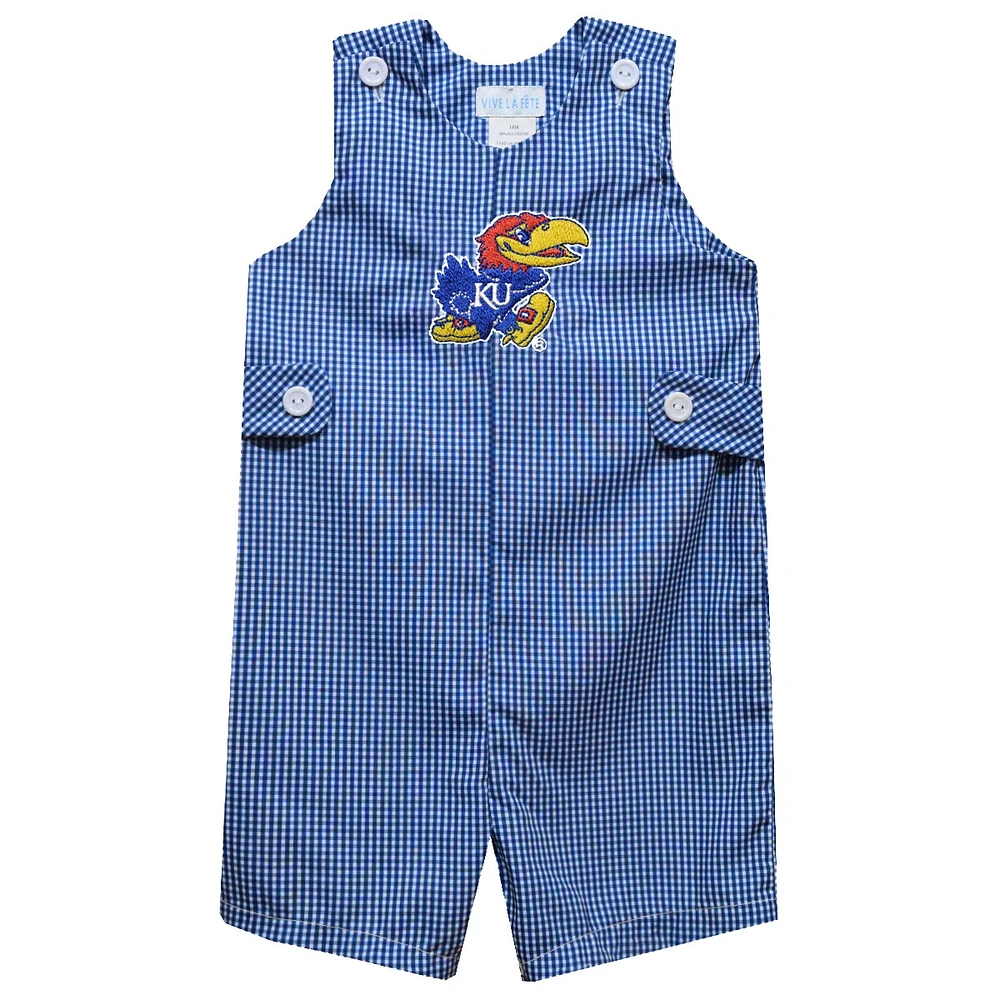 Infant Vive La Fete Royal Kansas Jayhawks Gingham Jon Romper