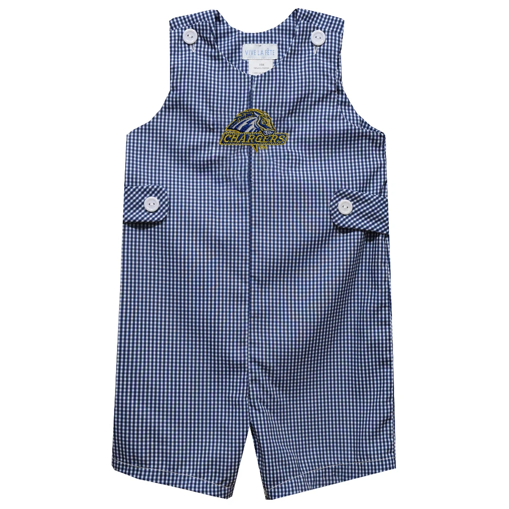 Infant Vive La Fete Navy University of New Haven Chargers Gingham Jon Romper