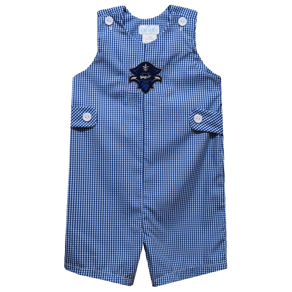 Infant Vive La Fete Blue New Orleans Privateers Gingham Jon Romper