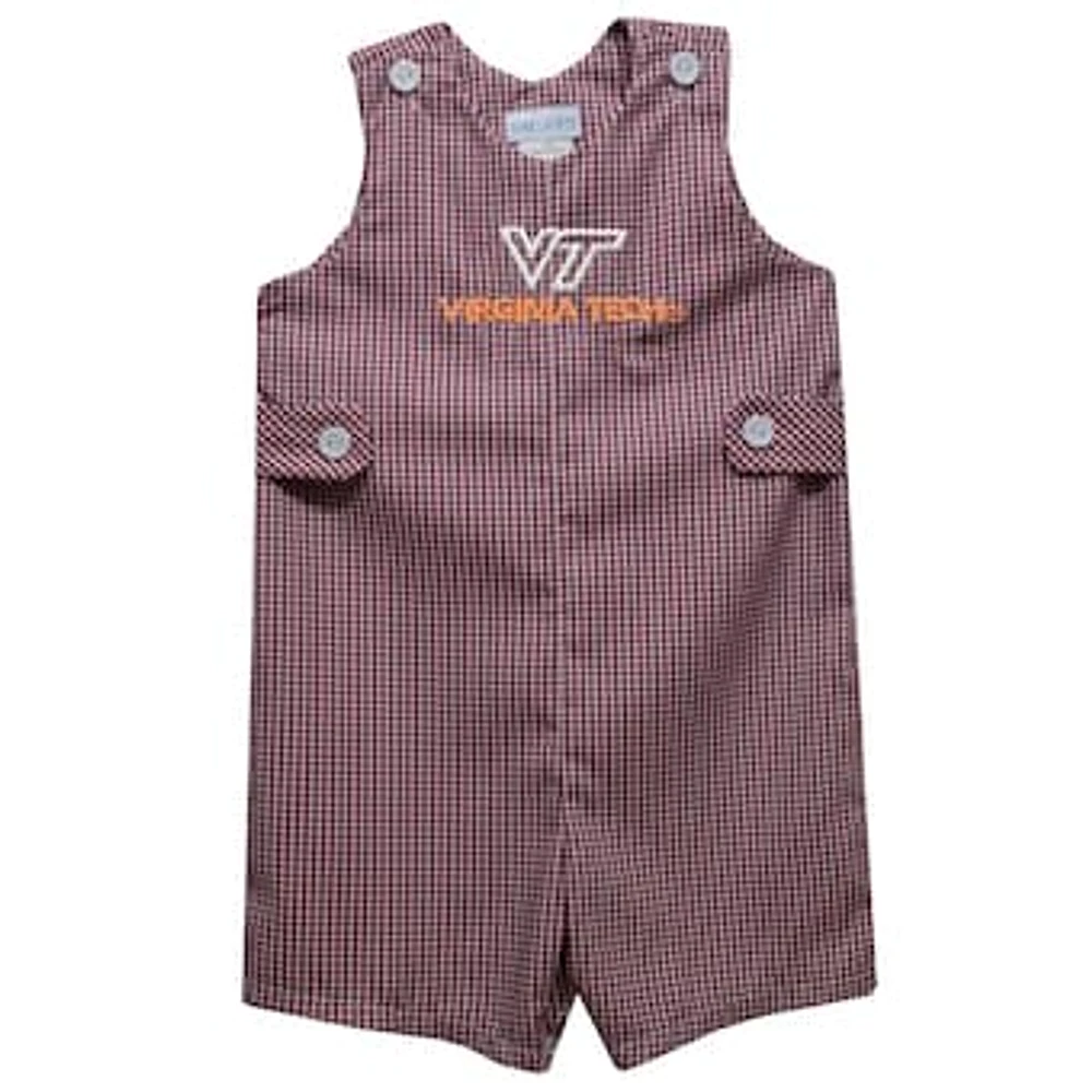 Infant Vive La Fete Maroon Virginia Tech Hokies Gingham Jon Romper