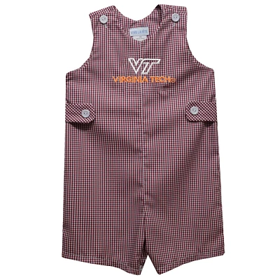 Infant Vive La Fete Maroon Virginia Tech Hokies Gingham Jon Romper