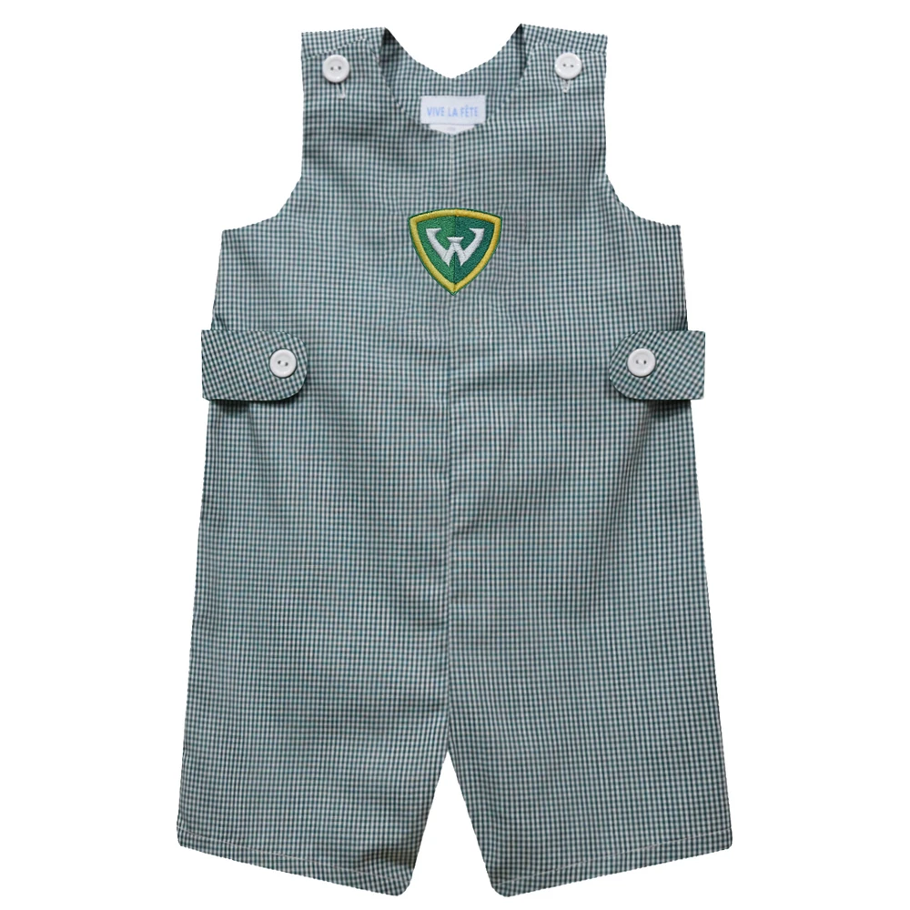 Infant Vive La Fete Green Wayne State Warriors Gingham Jon Romper