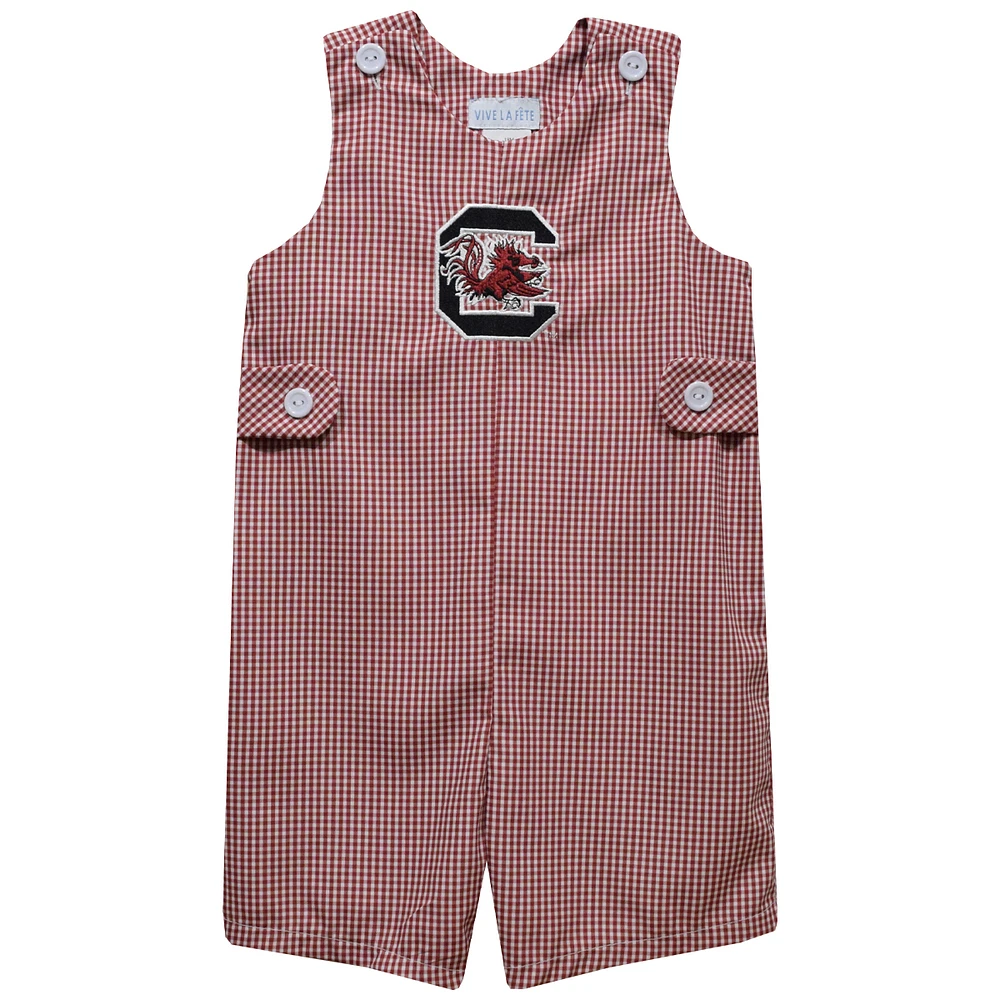 Infant Vive La Fete Garnet South Carolina Gamecocks Gingham Jon Jon Romper