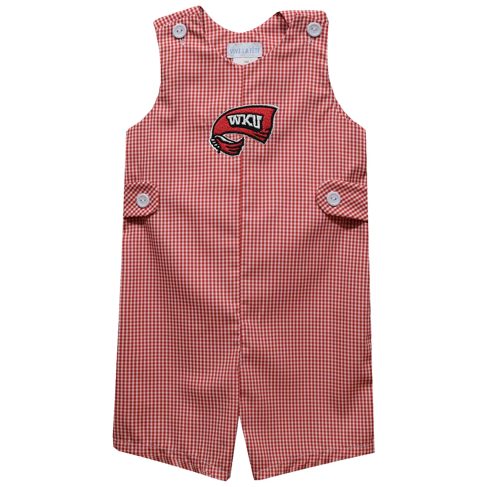 Infant Vive La Fete Red Western Kentucky Hilltoppers Gingham Jon Romper