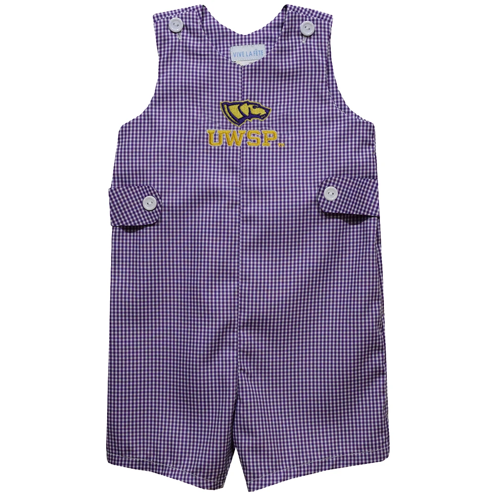 Infant Vive La Fete Purple Wisconsin-Stevens Point Pointers Gingham Jon Romper