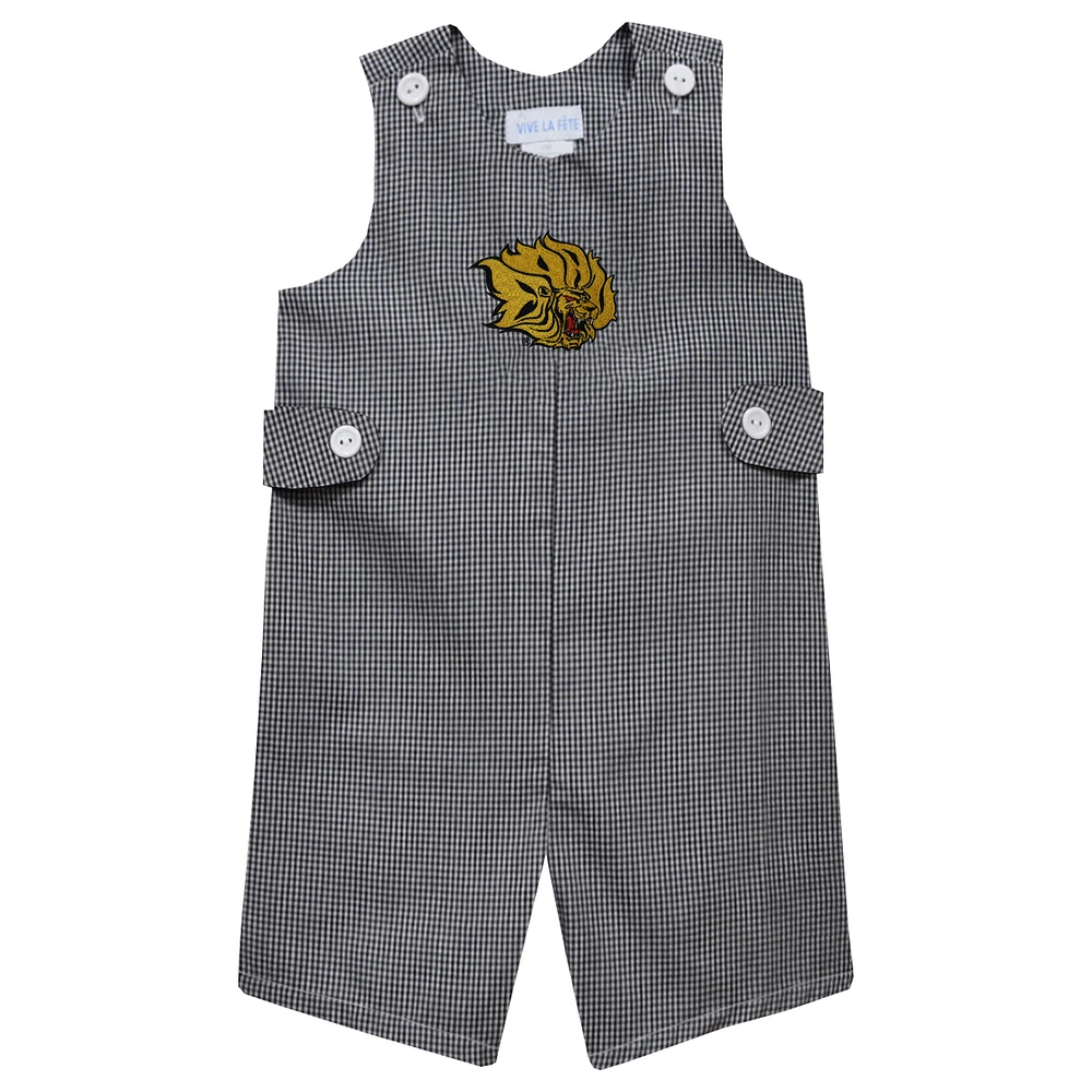 Toddler Vive La Fete Black Arkansas Pine Bluff Golden Lions Gingham Jon Romper