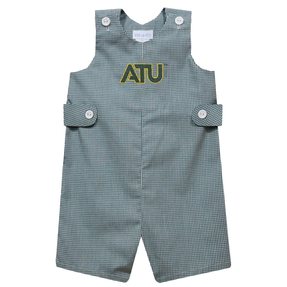 Toddler Vive La Fete Green Arkansas Tech Gingham Jon Romper