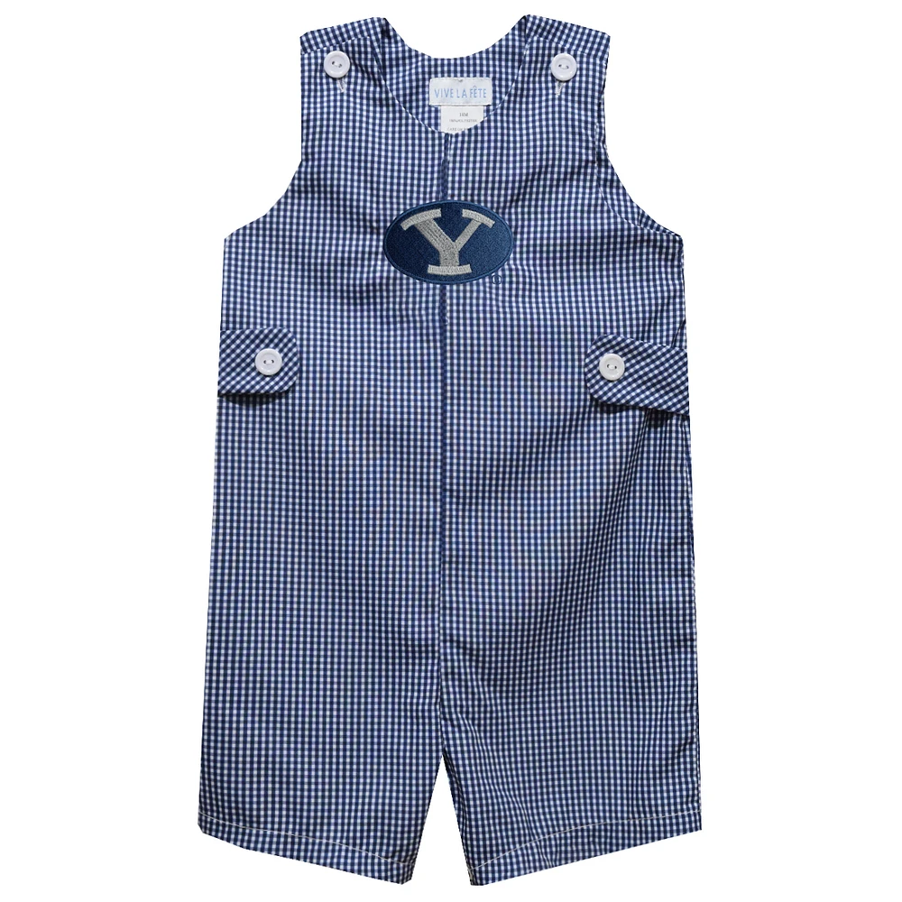 Toddler Vive La Fete Navy BYU Cougars Gingham Jon Romper