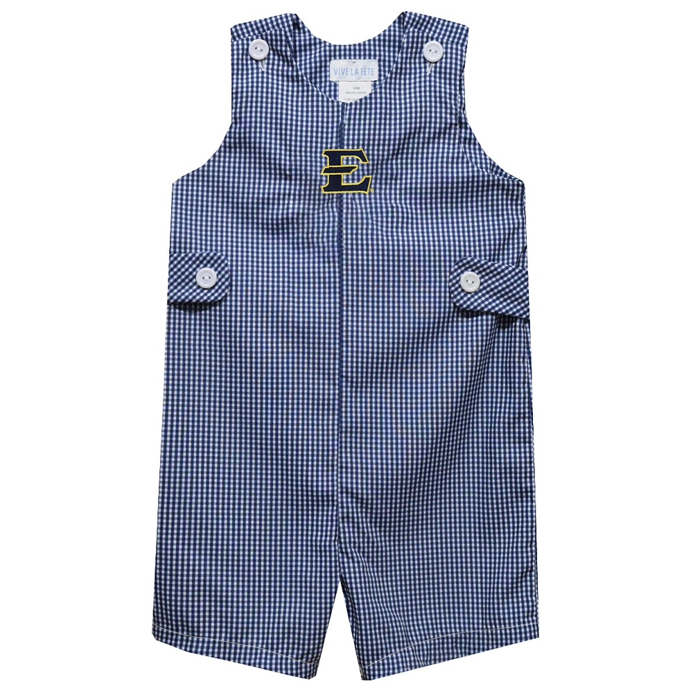 Toddler Vive La Fete Navy ETSU Buccaneers Gingham Jon Romper