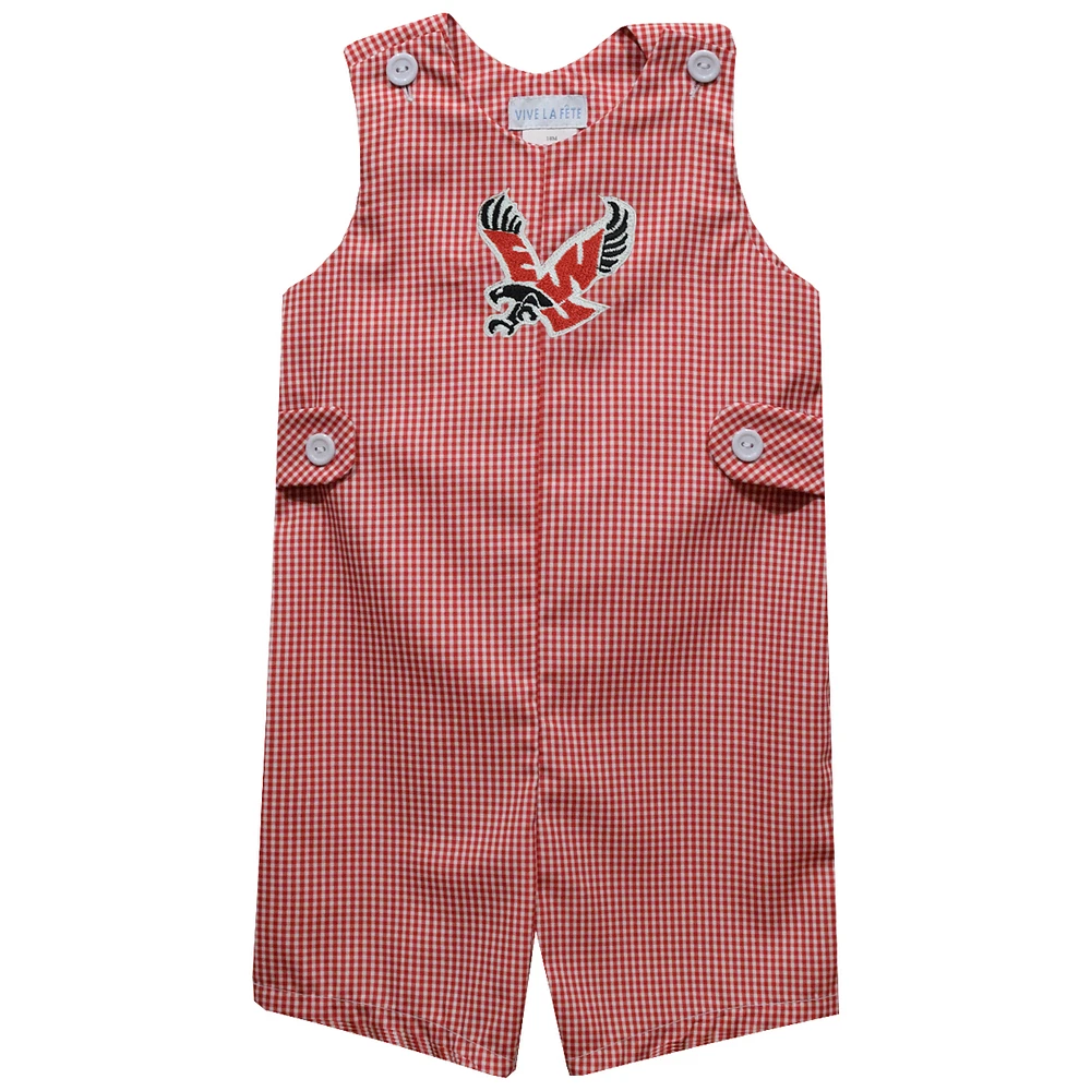 Toddler Vive La Fete Red Eastern Washington Eagles Gingham Jon Romper