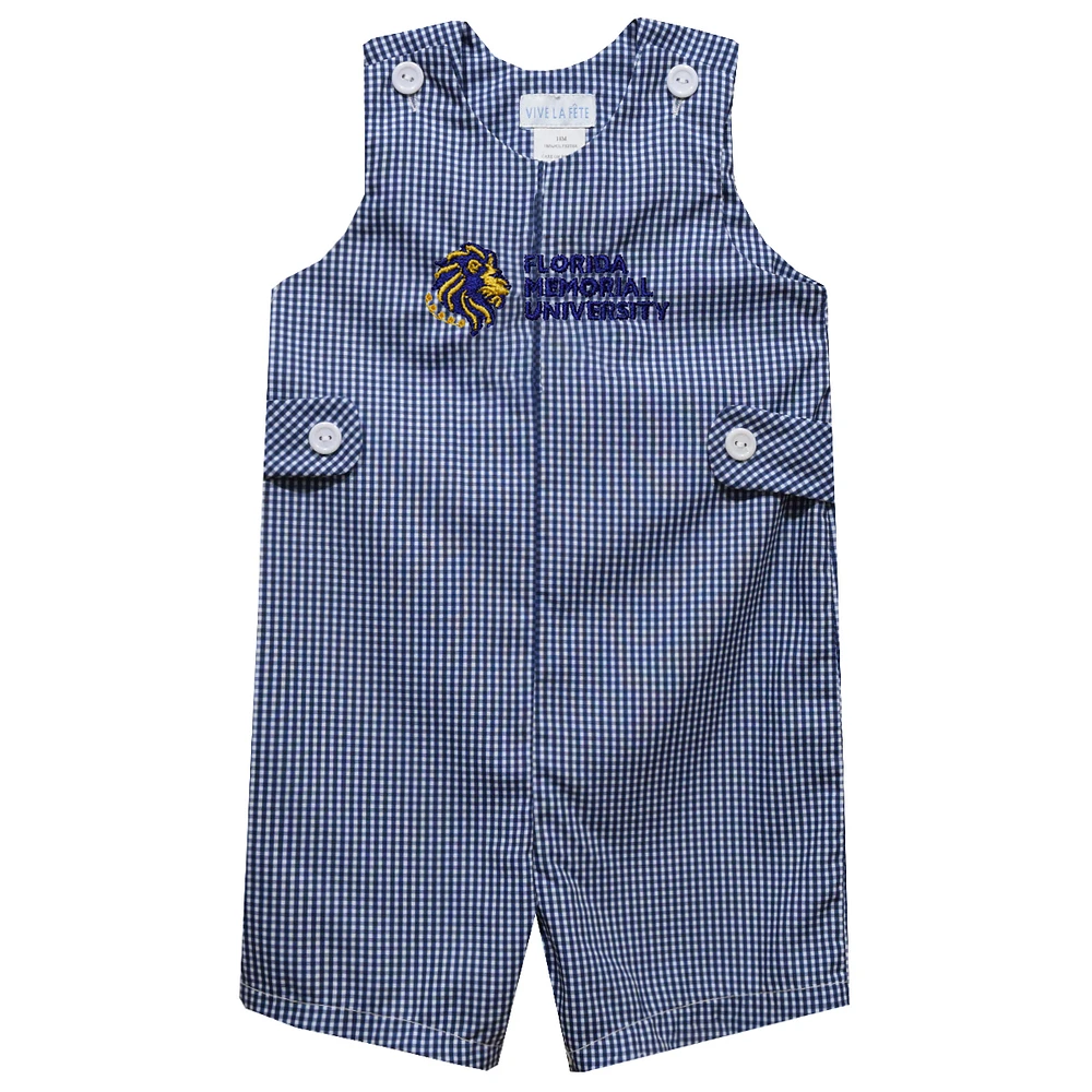 Toddler Vive La Fete Blue FMU Lions Gingham Jon Romper