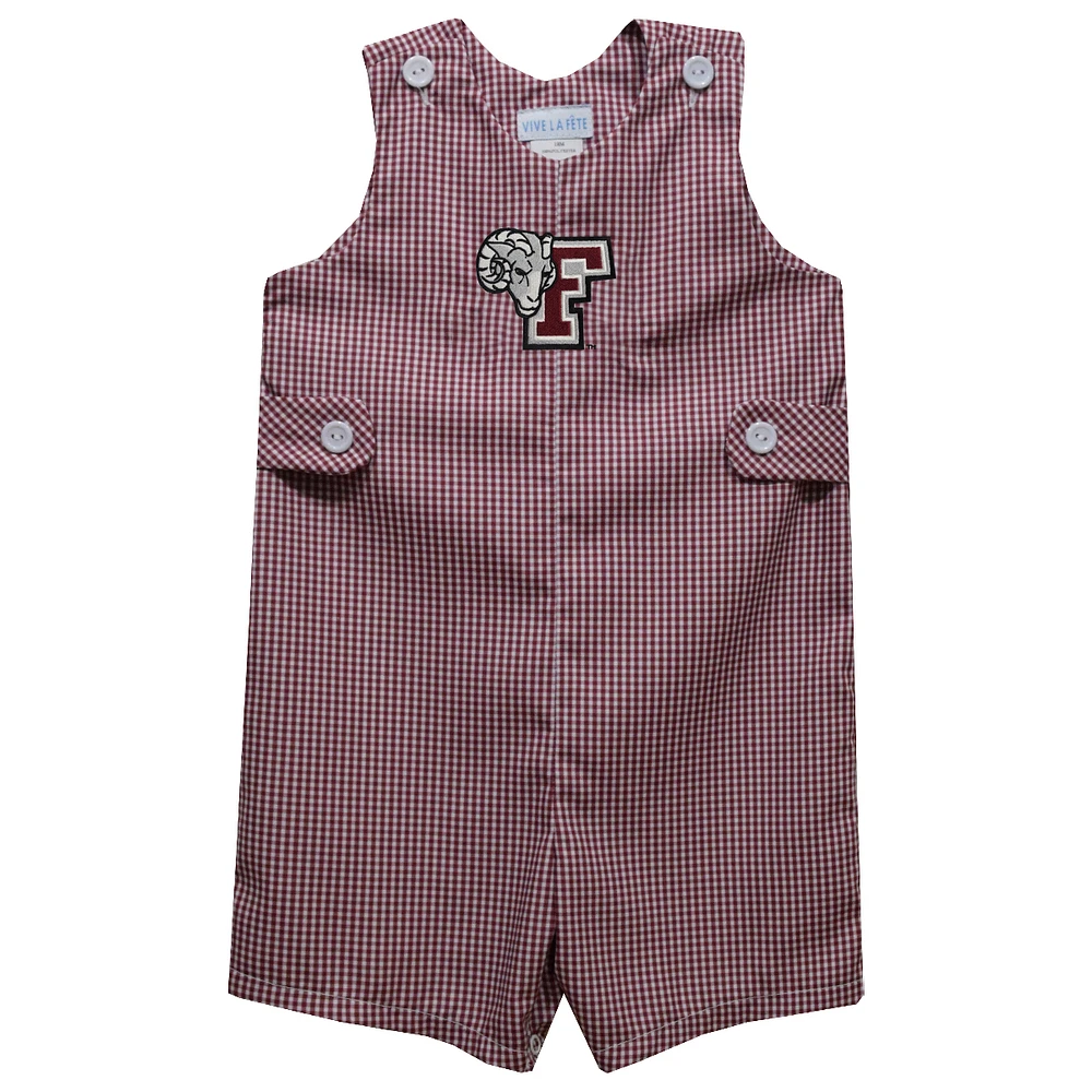 Toddler Vive La Fete Maroon Fordham Rams Gingham Jon Romper