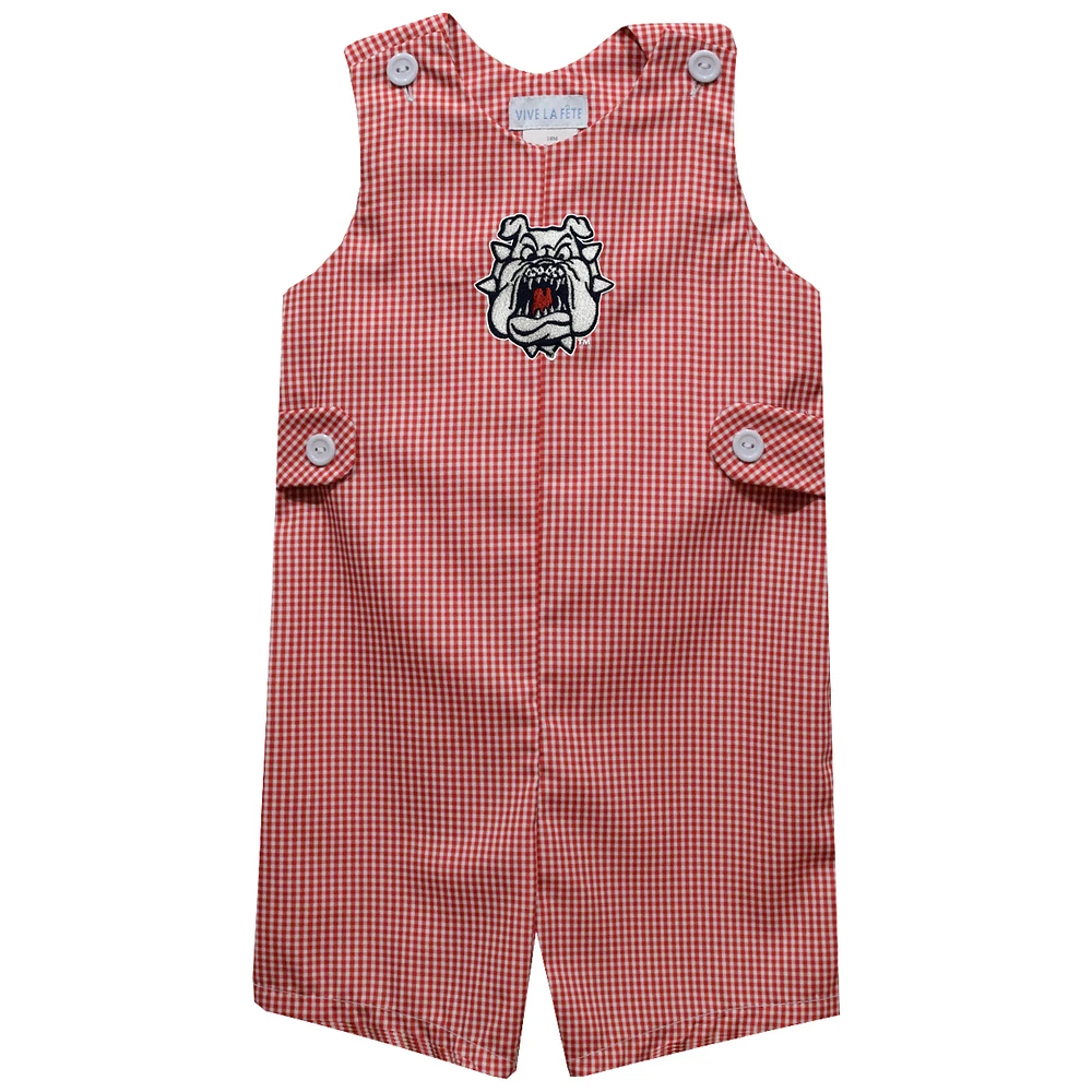 Toddler Vive La Fete Red Fresno State Bulldogs Gingham Jon Romper