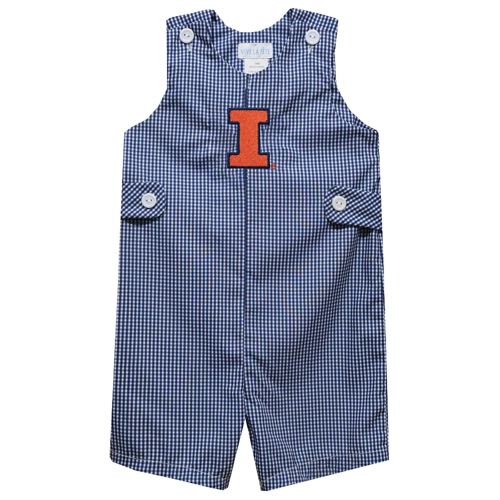 Toddler Vive La Fete Navy Illinois Fighting Illini Gingham Jon Romper