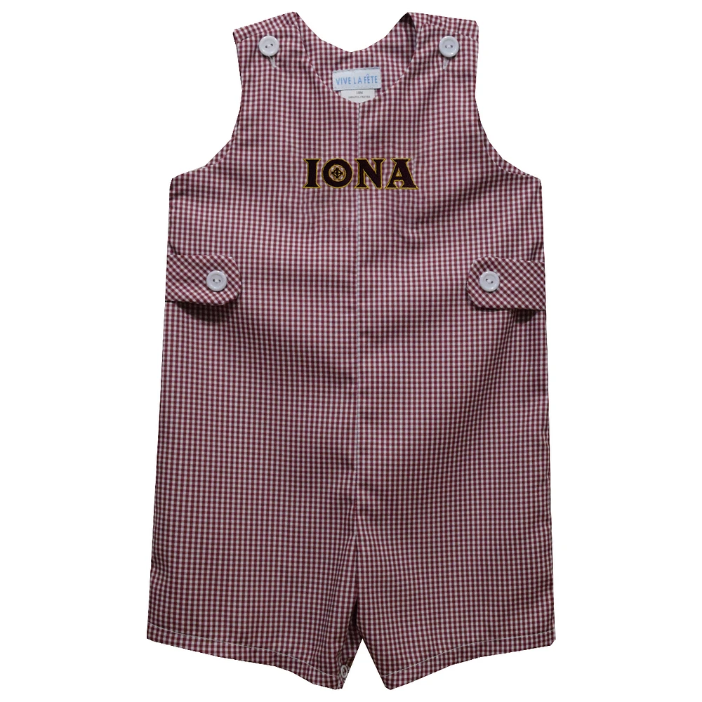 Toddler Vive La Fete Maroon Iona University Gaels Gingham Jon Romper