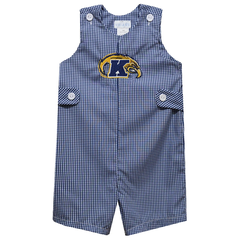 Toddler Vive La Fete Navy Kent State Golden Flashes Gingham Jon Romper