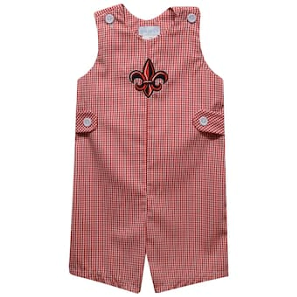 Toddler Vive La Fete Cardinal Louisiana Ragin' Cajuns Gingham Jon Romper