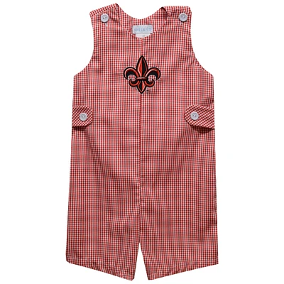 Toddler Vive La Fete Cardinal Louisiana Ragin' Cajuns Gingham Jon Romper