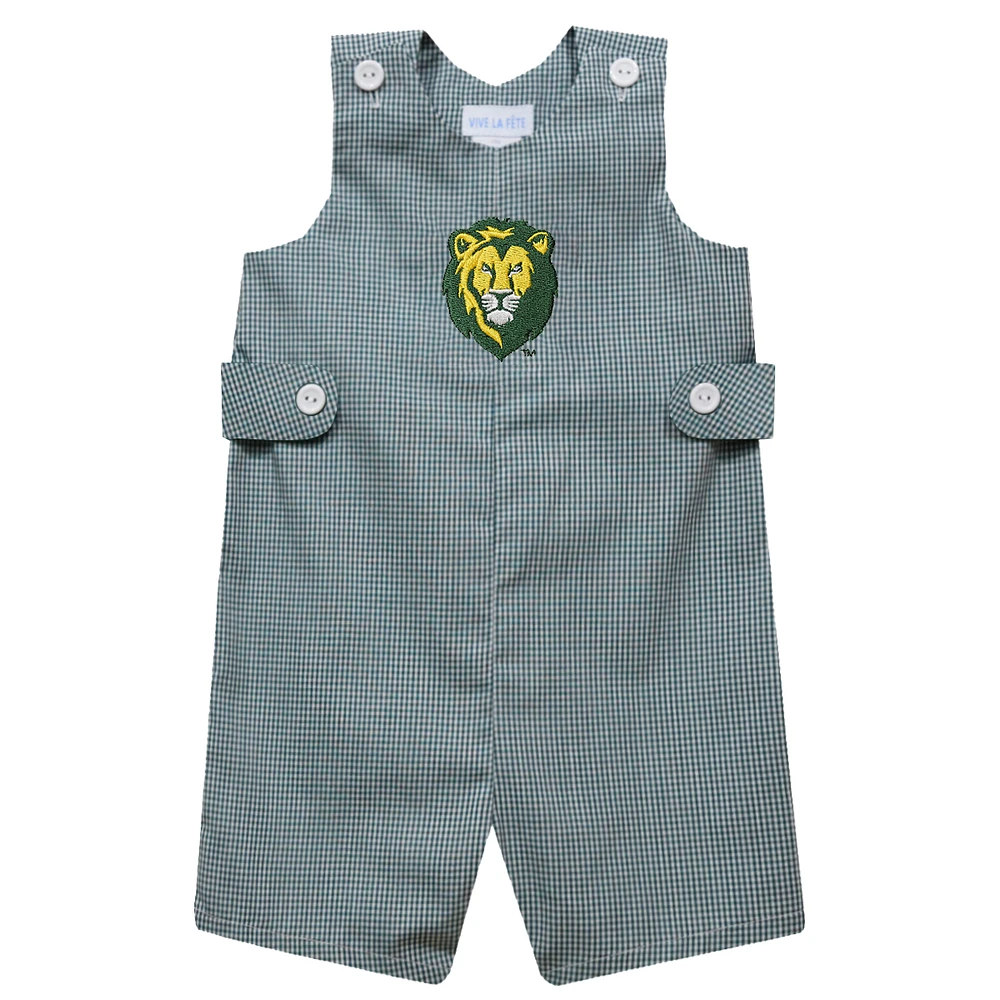 Toddler Vive La Fete Green Southeastern Louisiana Lions Gingham Jon Romper