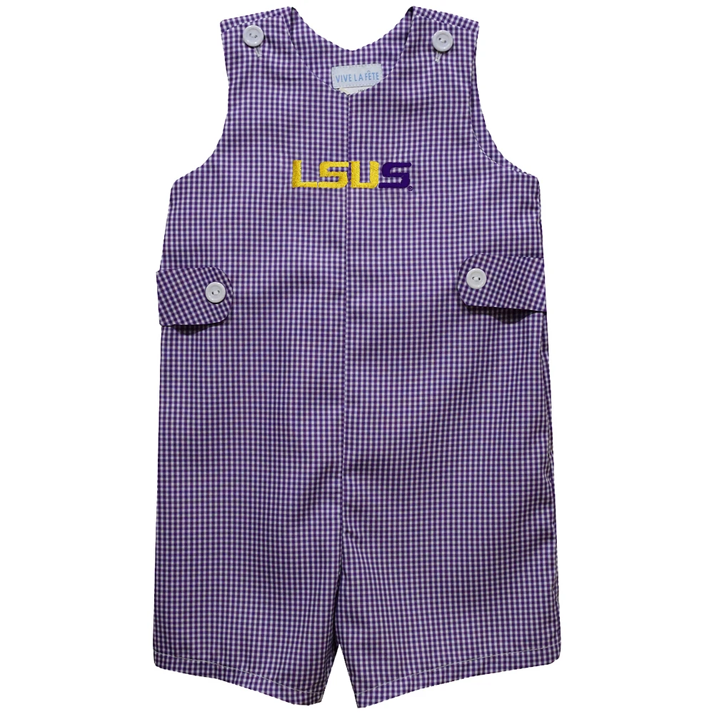 Toddler Vive La Fete Purple LSU Shreveport Pilots Gingham Jon Romper