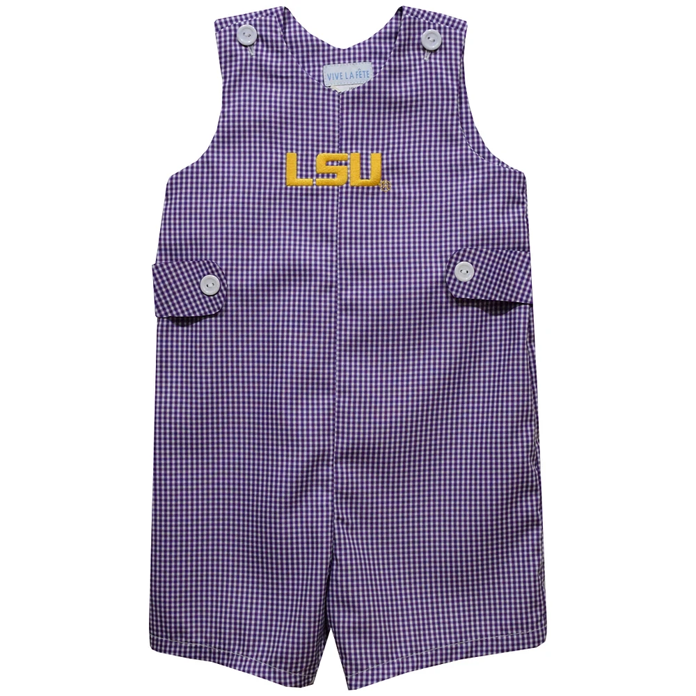 Toddler Vive La Fete Purple LSU Tigers Gingham Jon Romper