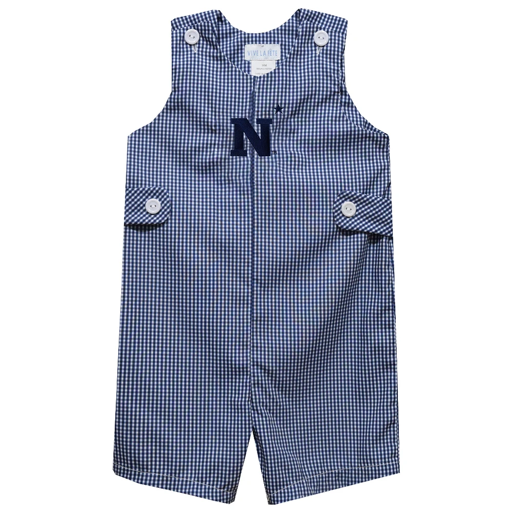 Toddler Vive La Fete Navy Midshipmen Gingham Jon Romper
