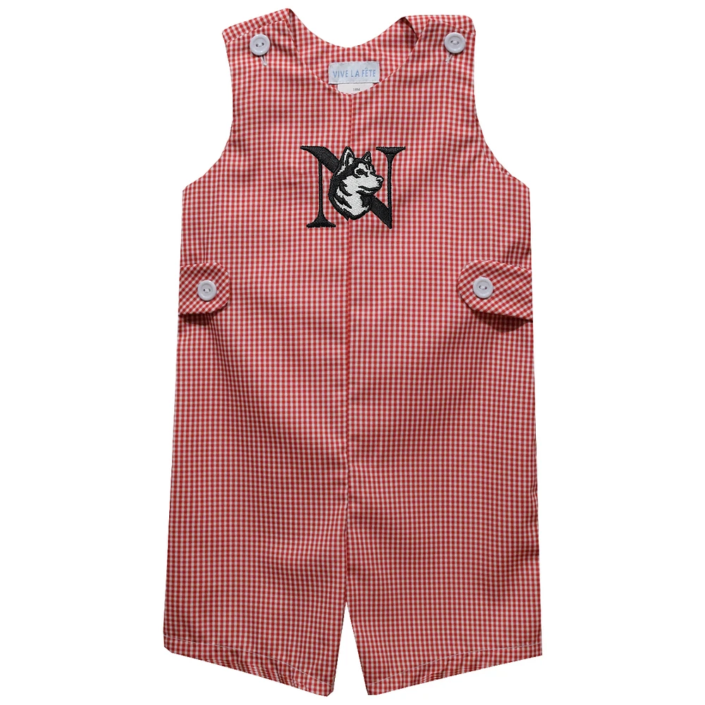 Toddler Vive La Fete Red Northeastern Huskies Gingham Jon Romper