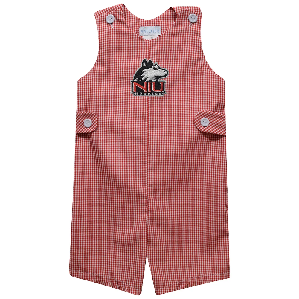 Toddler Vive La Fete Cardinal Northern Illinois Huskies Gingham Jon Romper