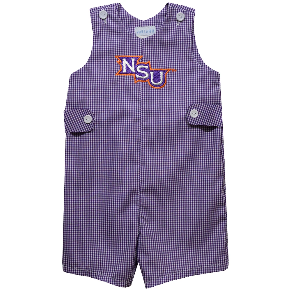 Toddler Vive La Fete Purple Northwestern State Demons Gingham Jon Romper