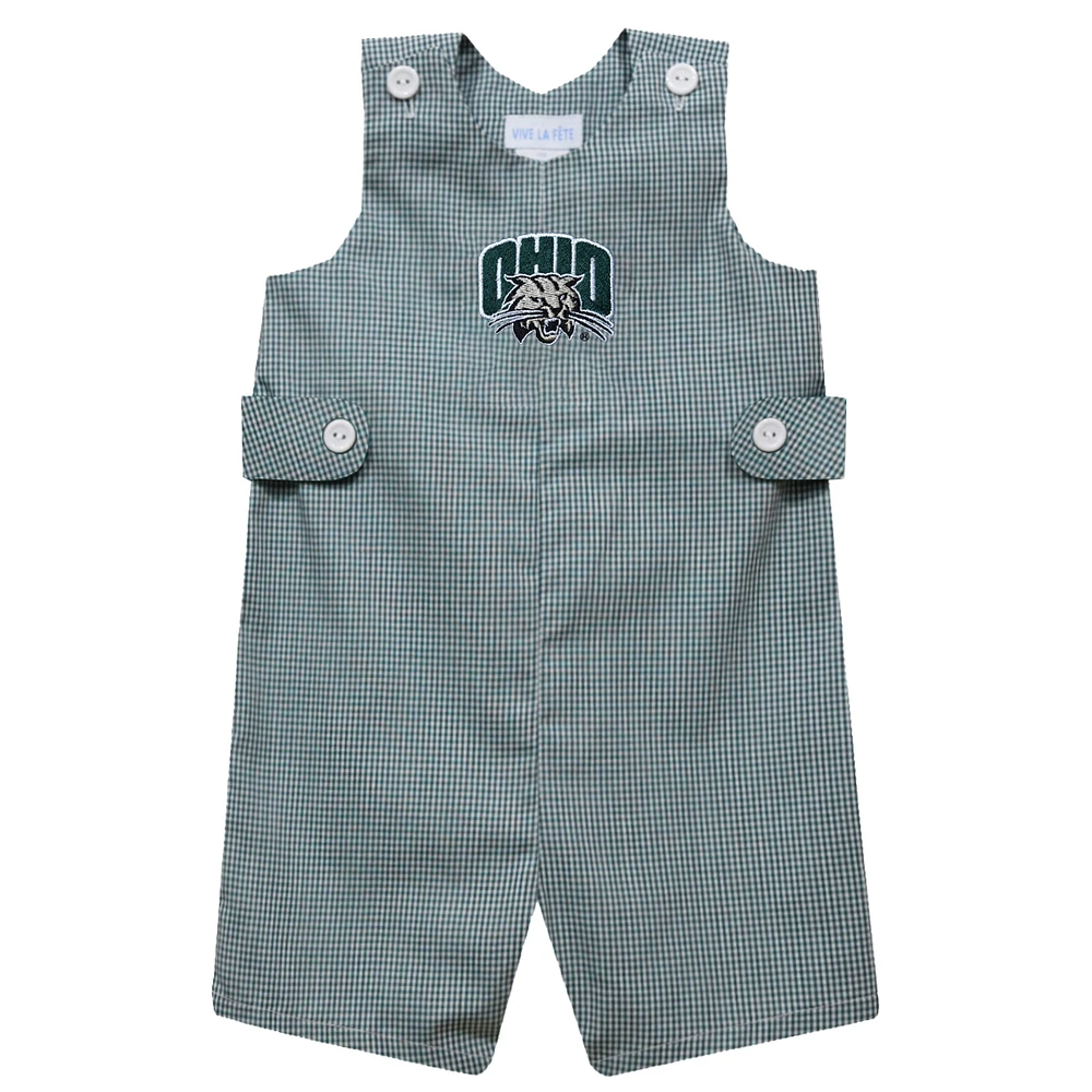 Toddler Vive La Fete Green Ohio Bobcats Gingham Jon Romper