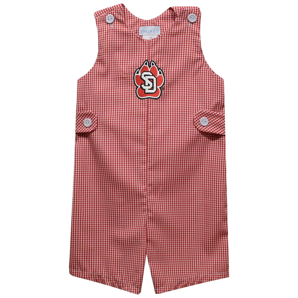 Toddler Vive La Fete Red South Dakota Coyotes Gingham Jon Romper